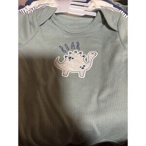 Rene Rofe 5-Pack Dino Print Bodysuit Green, Blue & Cream Size 6-9 Months